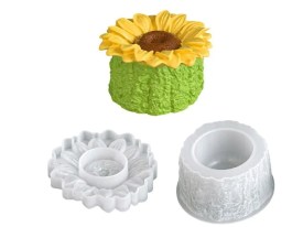 Molde silicona pote tapa girasol 